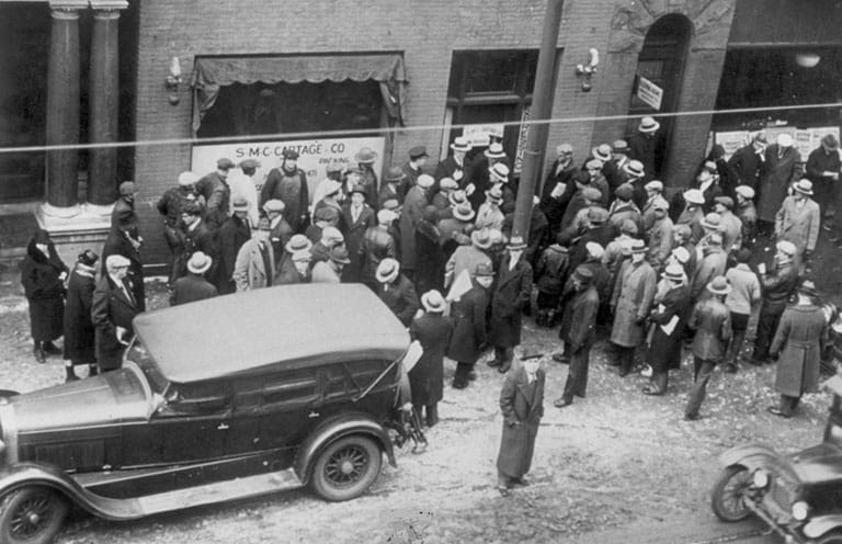 Crowd outside where the massacre occured