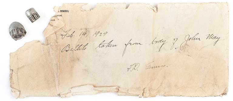 Envelope with bullets from the massacre