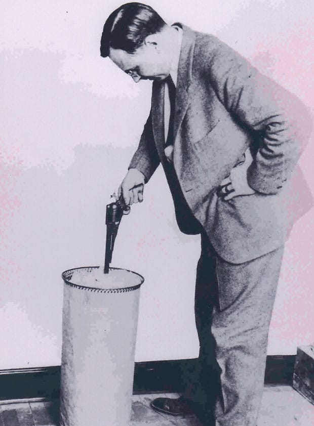 Goddard fires bullet into trash can
